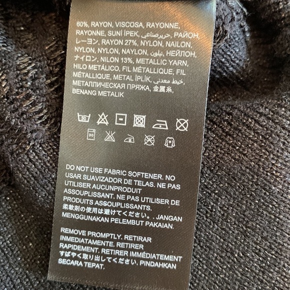 Bebe Black Cut Out Shoulder Long Sleeve Sweater with Silver Metallic Yarn Size M - Picture 5 of 10